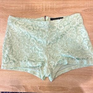 Mint Green Crochet Shorts